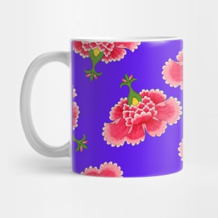 Chinese Vintage Pink and Red Flowers with Bright Purple - Hong Kong Traditional Floral Pattern Mug